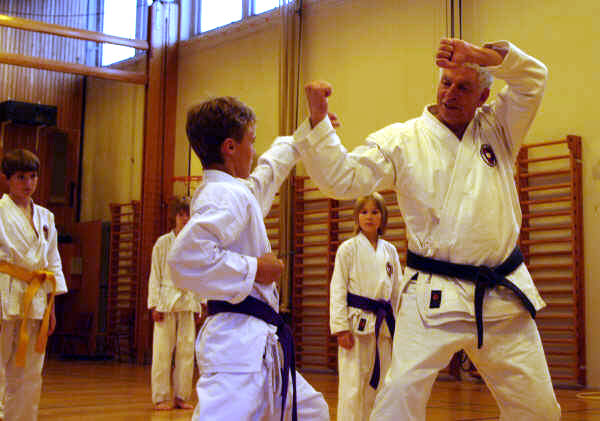 Shihan Ahcene i gang med undervisningen.